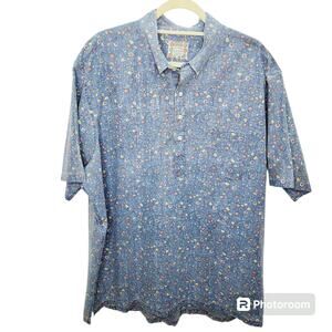 Reyn Spooner Commemorative Classic Inside Out Blue Floral Hawaiian Shirt